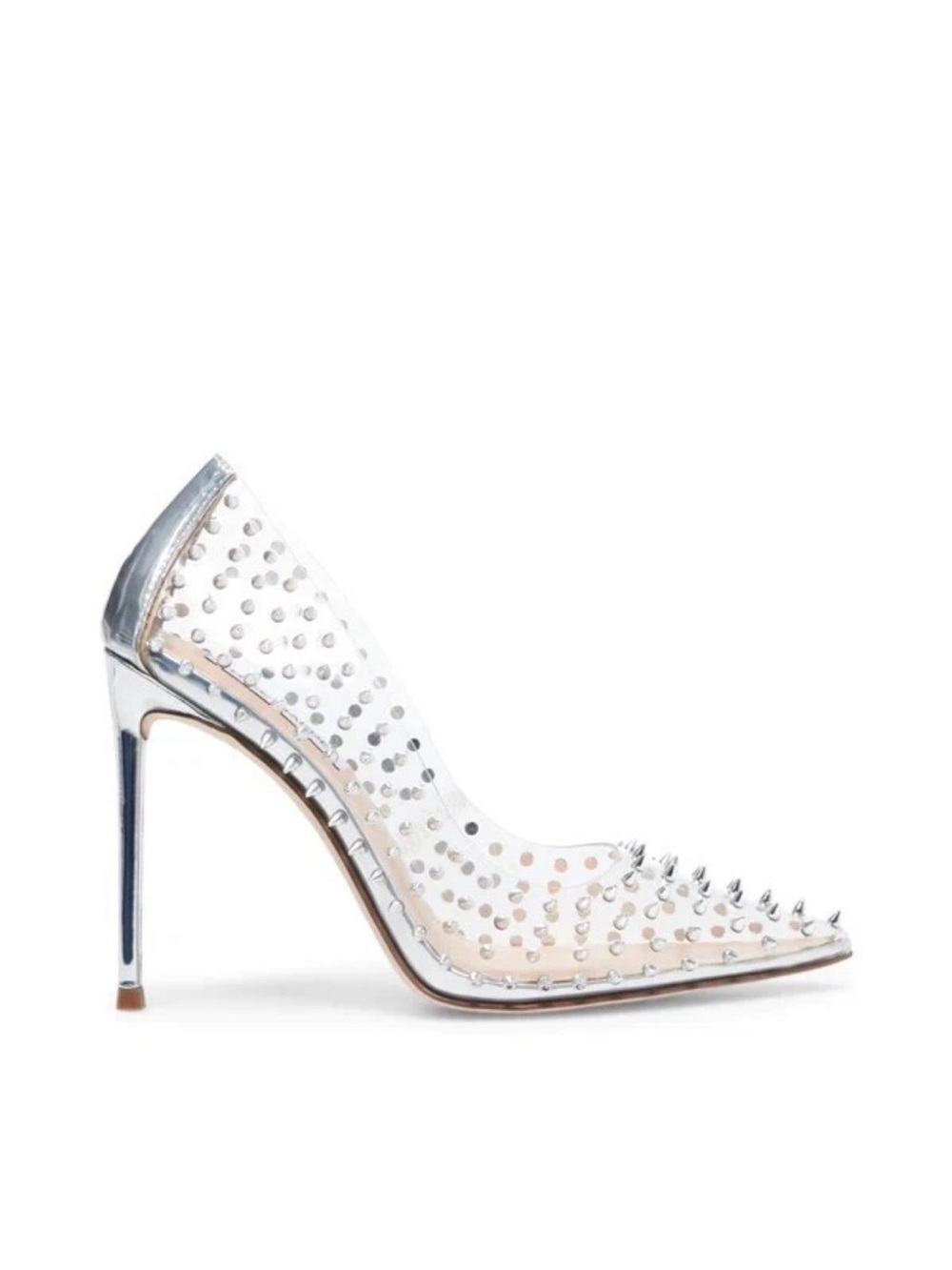 Steve Madden Silver Clear Studded Pointed Pump